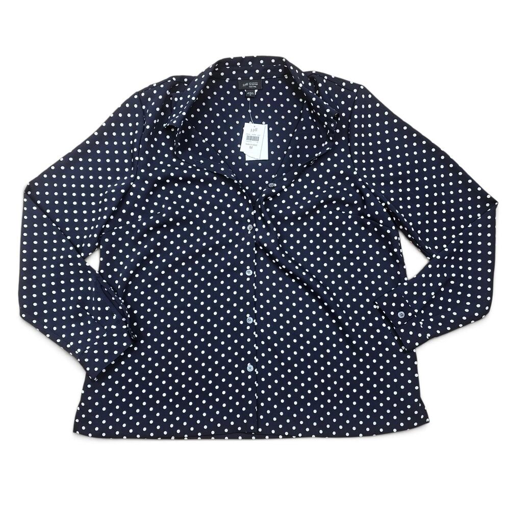 J.JILL WEAREVER COLLEVTION NWT Blouse Womens M NWT Polka Dot Easy Care Casual